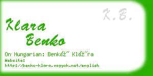 klara benko business card